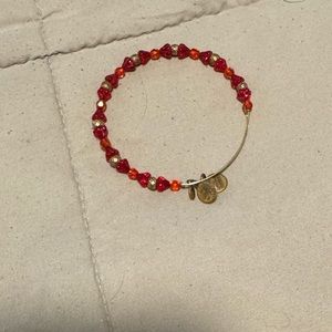 Alex and Ani red beaded bronze bangle